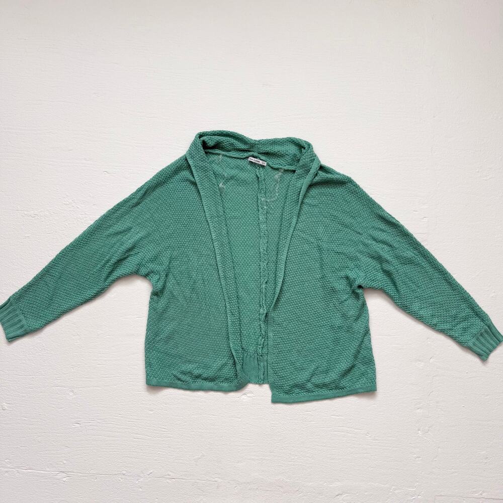 Pink Clover Open Front Cardigan Sweater Teal Green, Size Medium